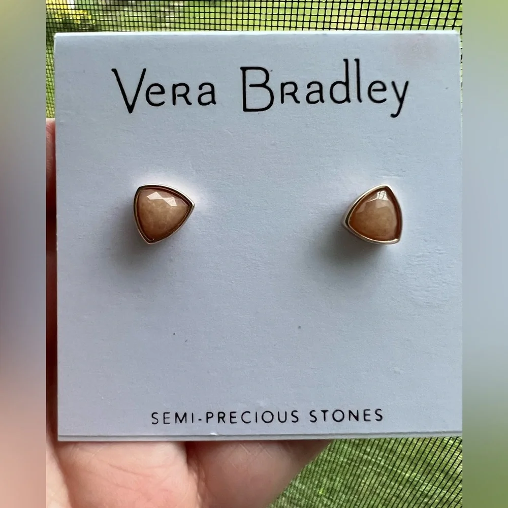 Vera Bradley Semi-Precious Stone Rose Gold Tone Peach Earrings - Picture 2 of 4